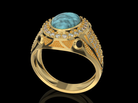 Cincin Meterai Pria Perhiasan dengan ONYX - STL yang dapat dicetak Model Cetak 3D