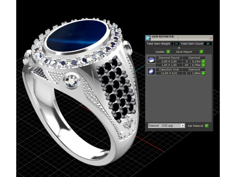 Cincin Meterai Pria Perhiasan dengan ONYX - STL yang dapat dicetak Model Cetak 3D