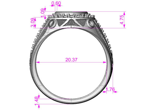 Cincin Meterai Pria Perhiasan dengan ONYX - STL yang dapat dicetak Model Cetak 3D
