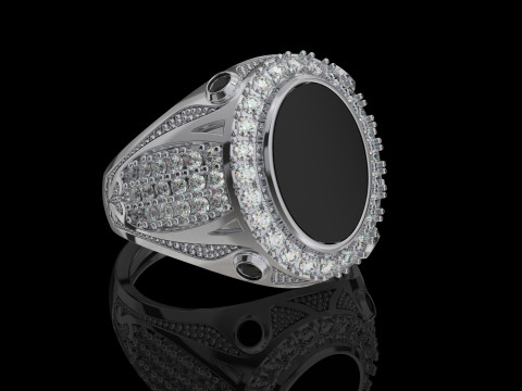 Cincin Meterai Pria Perhiasan dengan ONYX - STL yang dapat dicetak Model Cetak 3D