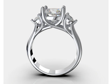 Engagement ring Three STONES -printable STL 3D Print Model