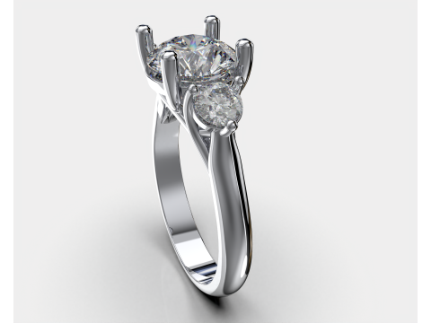 Engagement ring Three STONES -printable STL 3D printmodel