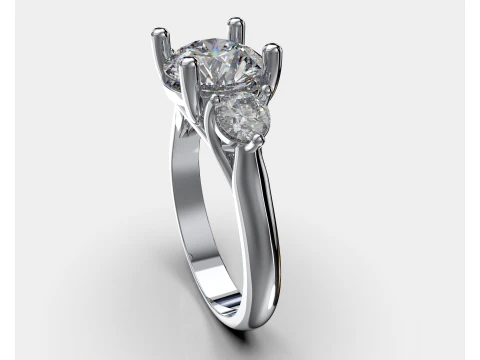 Engagement ring Three STONES -printable STL 3D Print Model