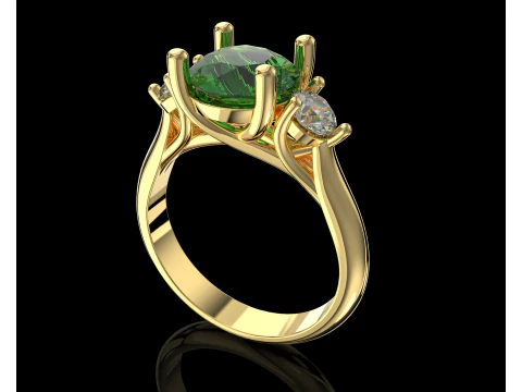 Engagement ring Three STONES -printable STL 3D Print Model