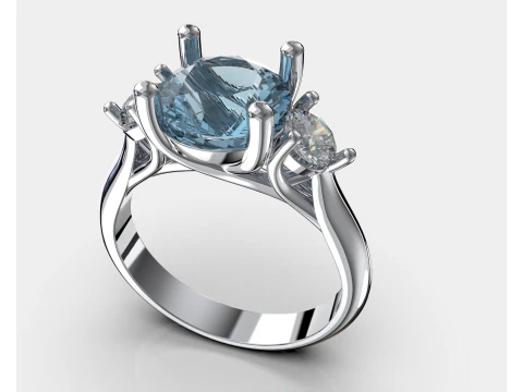 Engagement ring Three STONES -printable STL 3D Print Model