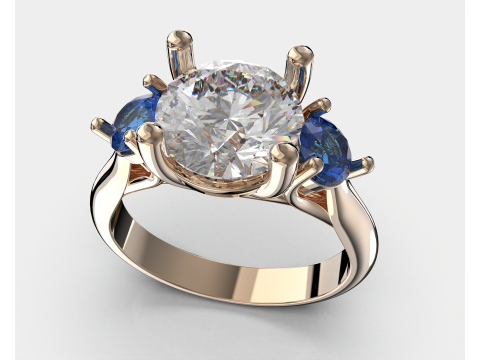 Engagement ring Three STONES -printable STL 3D printmodel