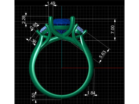 Engagement ring Three STONES -printable STL 3D Print Model