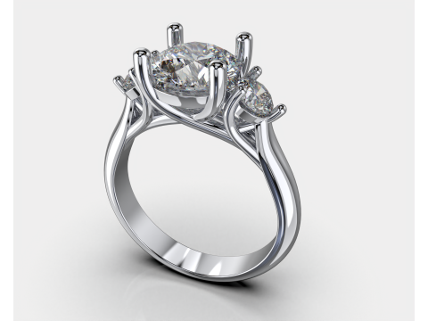 Engagement ring Three STONES -printable STL 3D printmodel