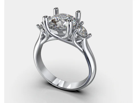Engagement ring Three STONES -printable STL 3D Print Model