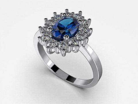 Engagement ring OVAL 7x5mm 06ct -STL printable 3D Print Model