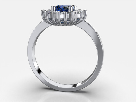 Engagement ring OVAL 7x5mm 06ct -STL printable 3D Print Model