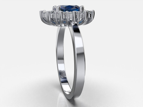 Engagement ring OVAL 7x5mm 06ct -STL printable 3D Print Model