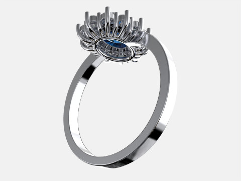 Engagement ring OVAL 7x5mm 06ct -STL printable 3D Print Model