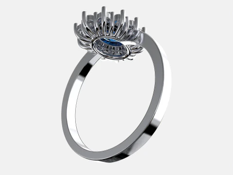 Engagement ring OVAL 7x5mm 06ct -STL printable 3D Print Model