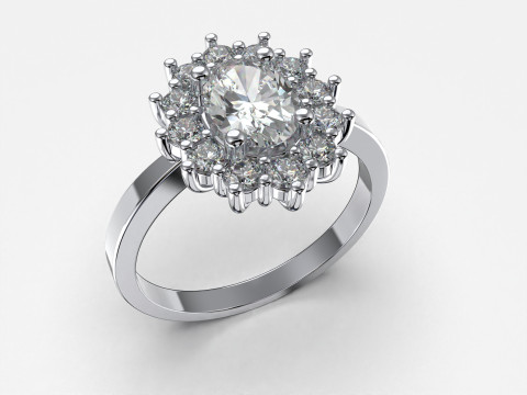 Engagement ring OVAL 7x5mm 06ct -STL printable 3D Print Model