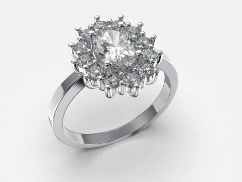 Engagement ring OVAL 7x5mm 06ct -STL printable 3D Print Model