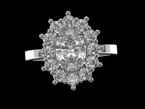 Engagement ring OVAL 7x5mm 06ct -STL printable 3D Print Model