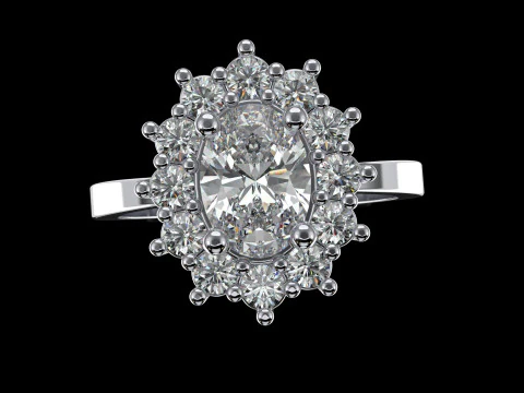 Engagement ring OVAL 7x5mm 06ct -STL printable 3D Print Model