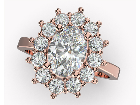 Engagement ring OVAL 7x5mm 06ct -STL printable 3D Print Model