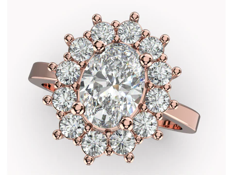 Engagement ring OVAL 7x5mm 06ct -STL printable 3D Print Model