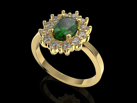 Engagement ring OVAL 7x5mm 06ct -STL printable 3D Print Model