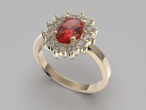 Engagement ring OVAL 7x5mm 06ct -STL printable 3D Print Model