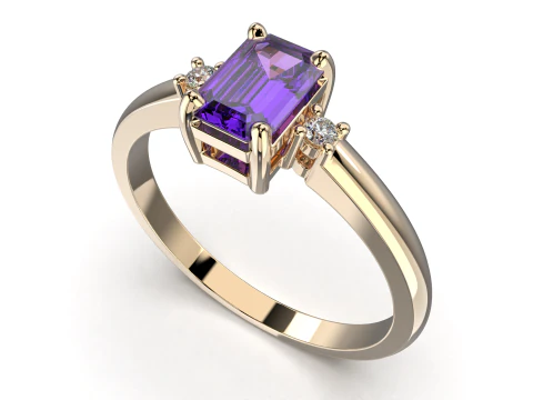 Engagement ring gem shape emerald 6x4mm 05ct -STL printable 3D Print Model