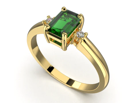 Engagement ring gem shape emerald 6x4mm 05ct -STL printable 3D Print Model