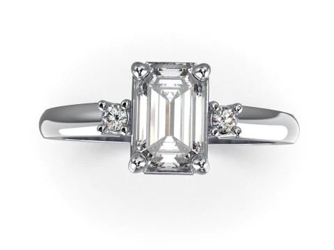 Engagement ring gem shape emerald 6x4mm 05ct -STL printable 3D Print Model