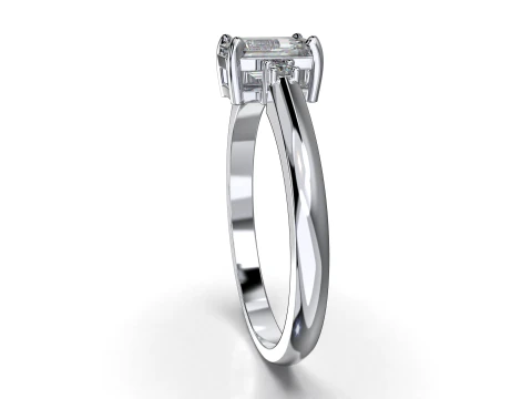 Engagement ring gem shape emerald 6x4mm 05ct -STL printable 3D Print Model