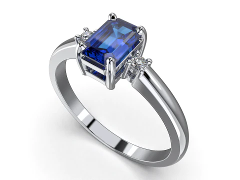 Engagement ring gem shape emerald 6x4mm 05ct -STL printable 3D Print Model