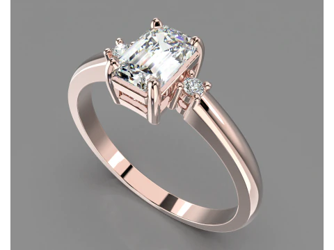 Engagement ring gem shape emerald 6x4mm 05ct -STL printable 3D Print Model