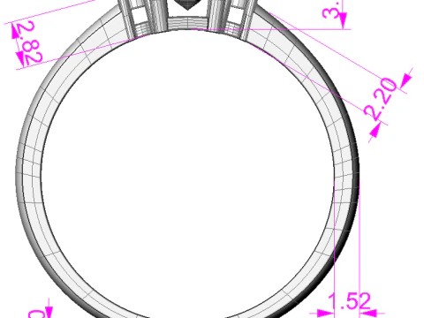 Engagement ring gem shape emerald 6x4mm 05ct -STL printable 3D Print Model