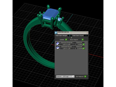 Engagement ring gem shape emerald 6x4mm 05ct -STL printable 3D Print Model