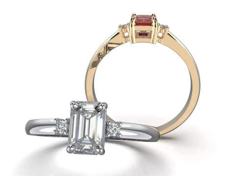 Engagement ring gem shape emerald 6x4mm 05ct -STL printable 3D Print Model
