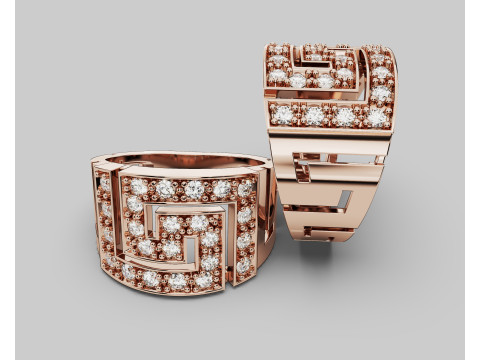 珠宝希腊钥匙图章戒指 14 毫米 - 可打印 STL 3D 打印模型