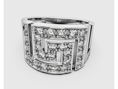 珠宝希腊钥匙图章戒指 14 毫米 - 可打印 STL 3D 打印模型