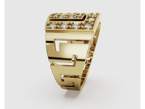 珠宝希腊钥匙图章戒指 14 毫米 - 可打印 STL 3D 打印模型