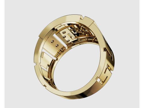 珠宝希腊钥匙图章戒指 14 毫米 - 可打印 STL 3D 打印模型