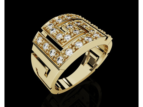 珠宝希腊钥匙图章戒指 14 毫米 - 可打印 STL 3D 打印模型