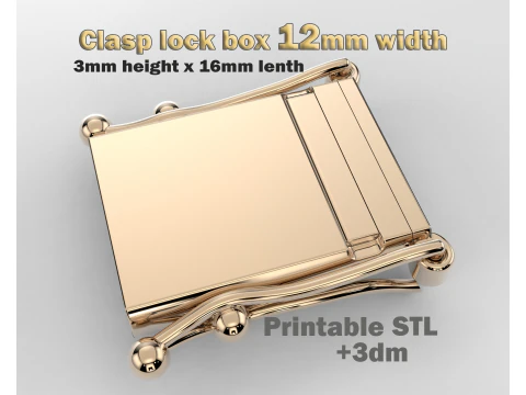 Gioielli 12mm CLASP Luce per scatola di chiusura per bracciale 12mm stampabile STL 3dm Modello di stampa 3D