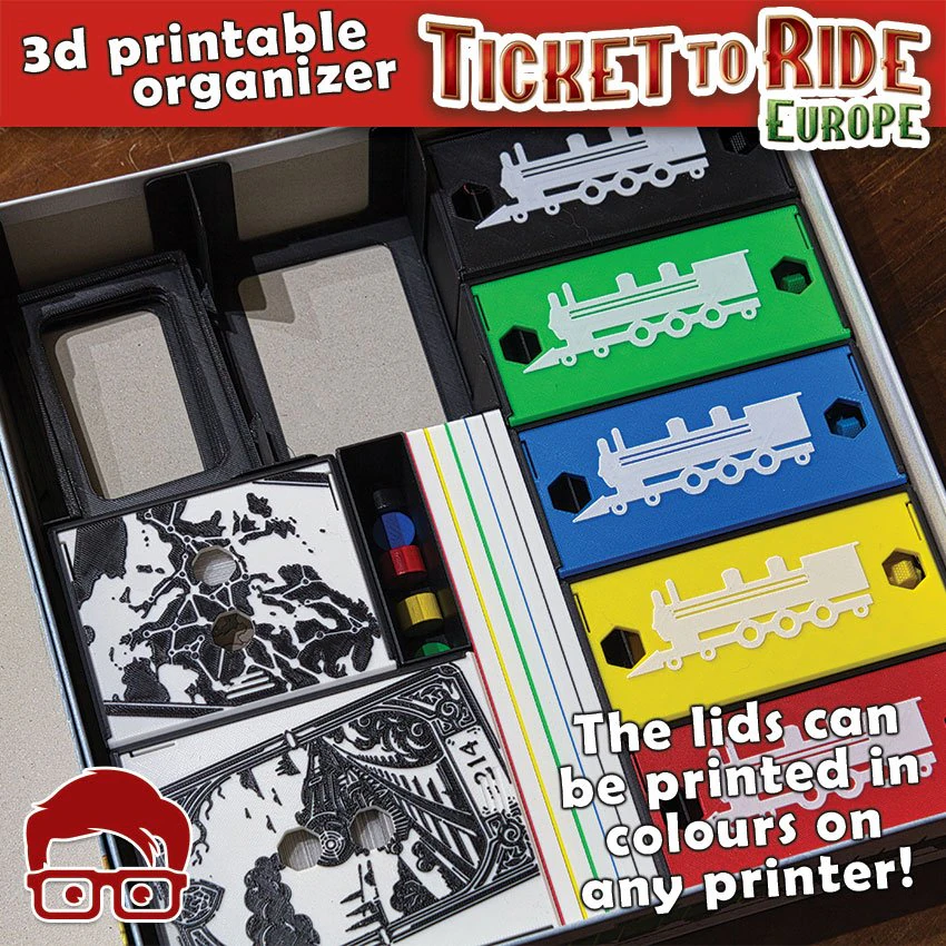 TICKET TO RIDE EUROPE INSERTS - INTERNAL ORGANIZER BY AM-MEDIA 3D Print Model .c4d .max .obj .3ds .fbx .stl .blend