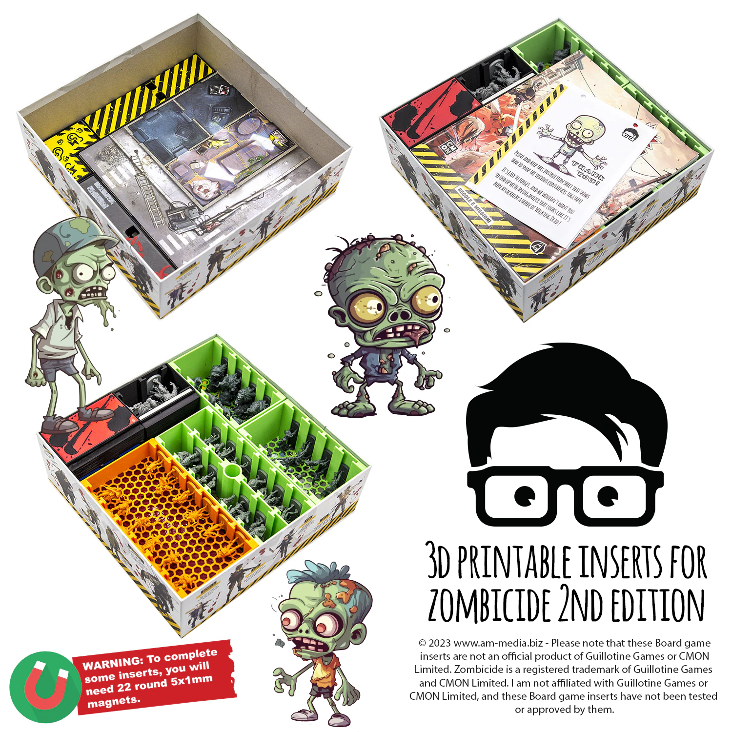 Zombicide 2nd edition inserts - internal organizer by am-media 3D Print Model .c4d .max .obj .3ds .fbx .stl .blend 