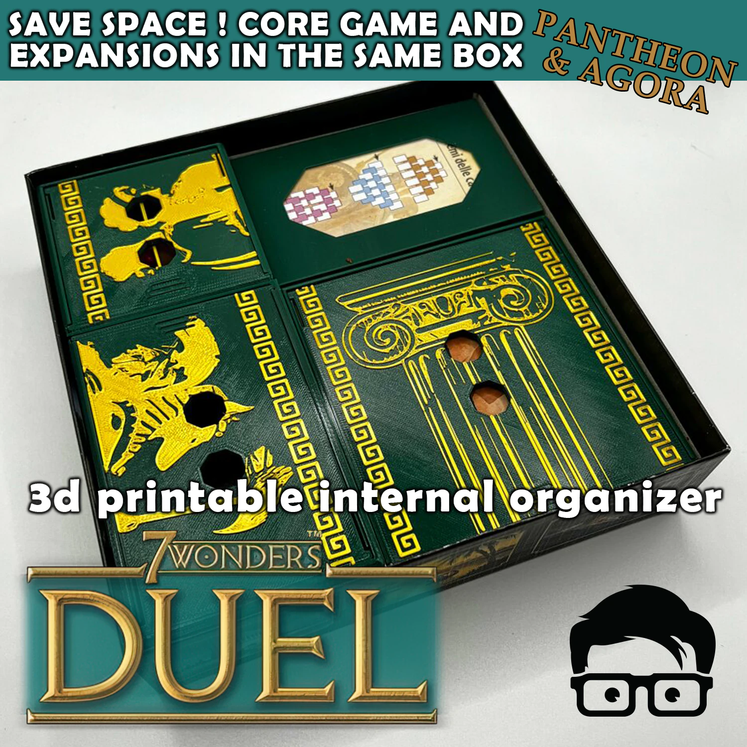 7 WONDERS BASISSPEL EN EXP PANTHEON EN AGORA 3D PRINTBARE INSERTS - INTERNE ORGANIZER DOOR AM-MEDIA 3D printmodel .c4d .max .obj .3ds .fbx .stl .blend 