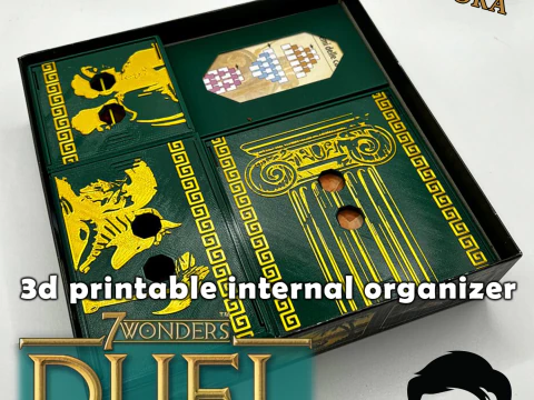 7 WONDERS BASE GAME DAN EXP PANTHEON DAN AGORA 3D PRINTABLE INSERTS - INTERNAL ORGANIZER OLEH AM-MEDIA Model Cetak 3D