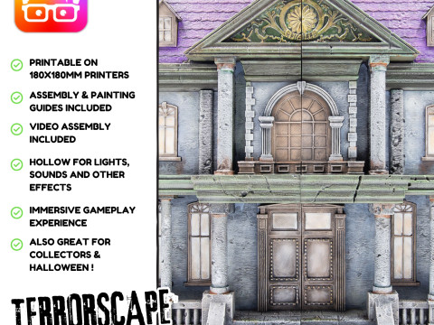 Terrorscape 3d mansion boardgame with fear tokens key and Separate Ways stands included 3D Принт Модель