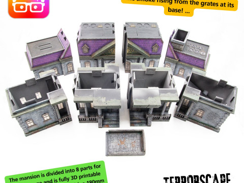 Terrorscape 3d mansion boardgame with fear tokens key and Separate Ways stands included 3D Print Model