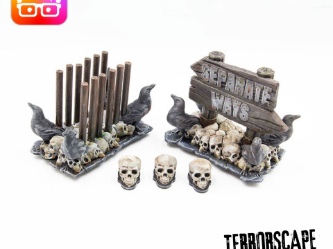Terrorscape 3d mansion boardgame with fear tokens key and Separate Ways stands included 3D Print Model