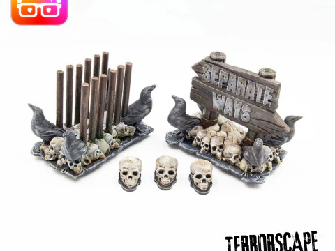 Terrorscape 3d mansion boardgame with fear tokens key and Separate Ways stands included 3D Print Model
