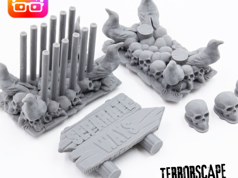 Terrorscape 3d mansion boardgame with fear tokens key and Separate Ways stands included 3D Print Model
